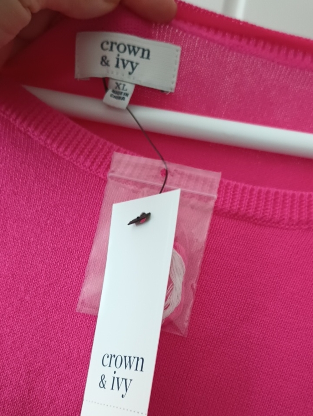 Crown & Ivy Short Sleeve Colorblock Knit Sweater XL Pink Navy NWT - Picture 9 of 11